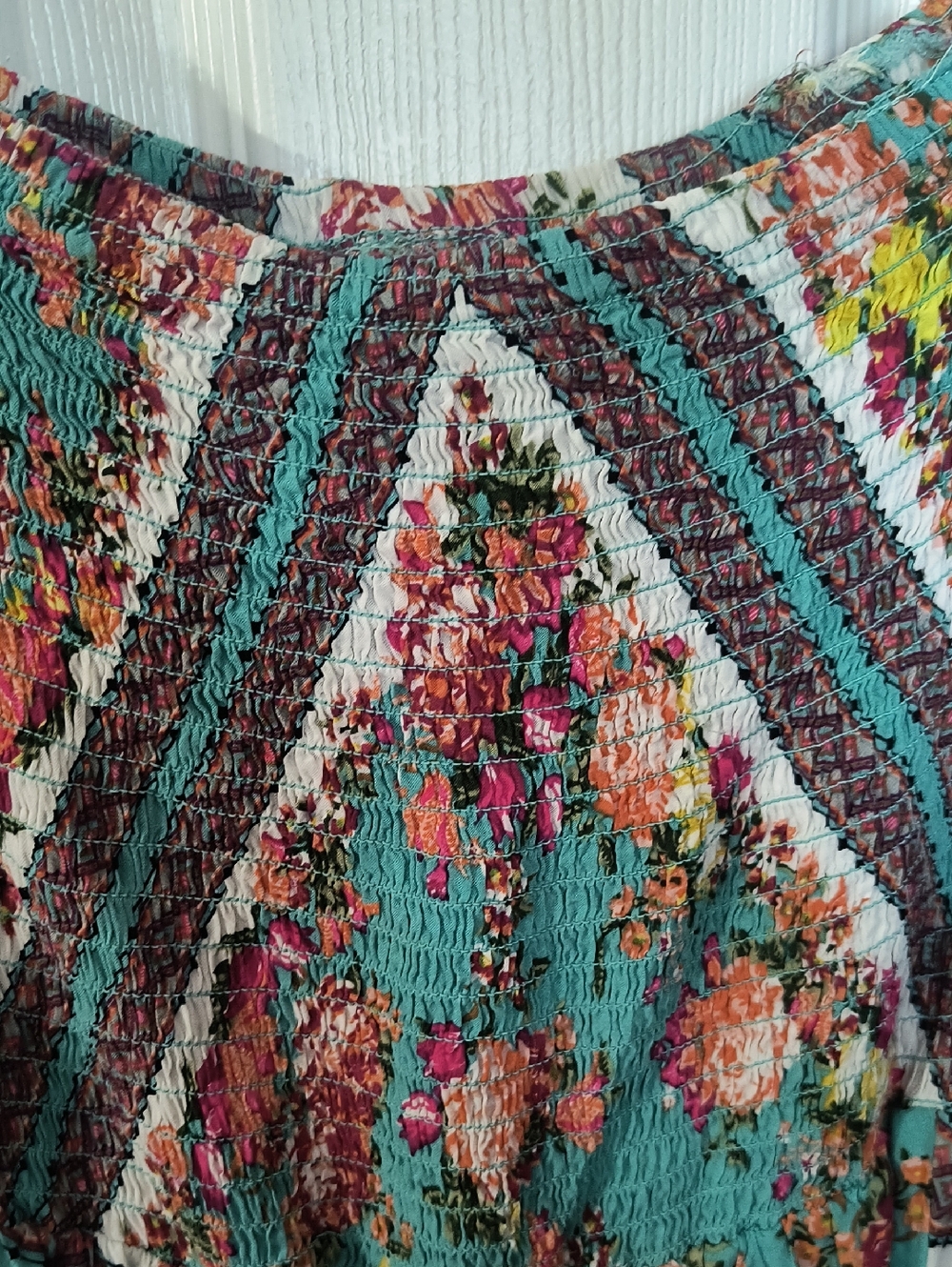 torrid Teal And White Floral Off-Shoulder Maxi Dress, Torrid Size 3 - Picture 3 of 7